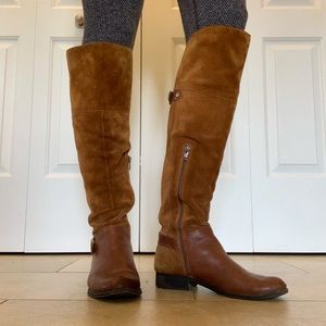 Naturalizer Brown Suede and Leather Over the Knee Boots